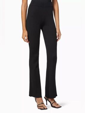 Good American Ribbed Flare Pants High Rise Black Pull On Size 2
